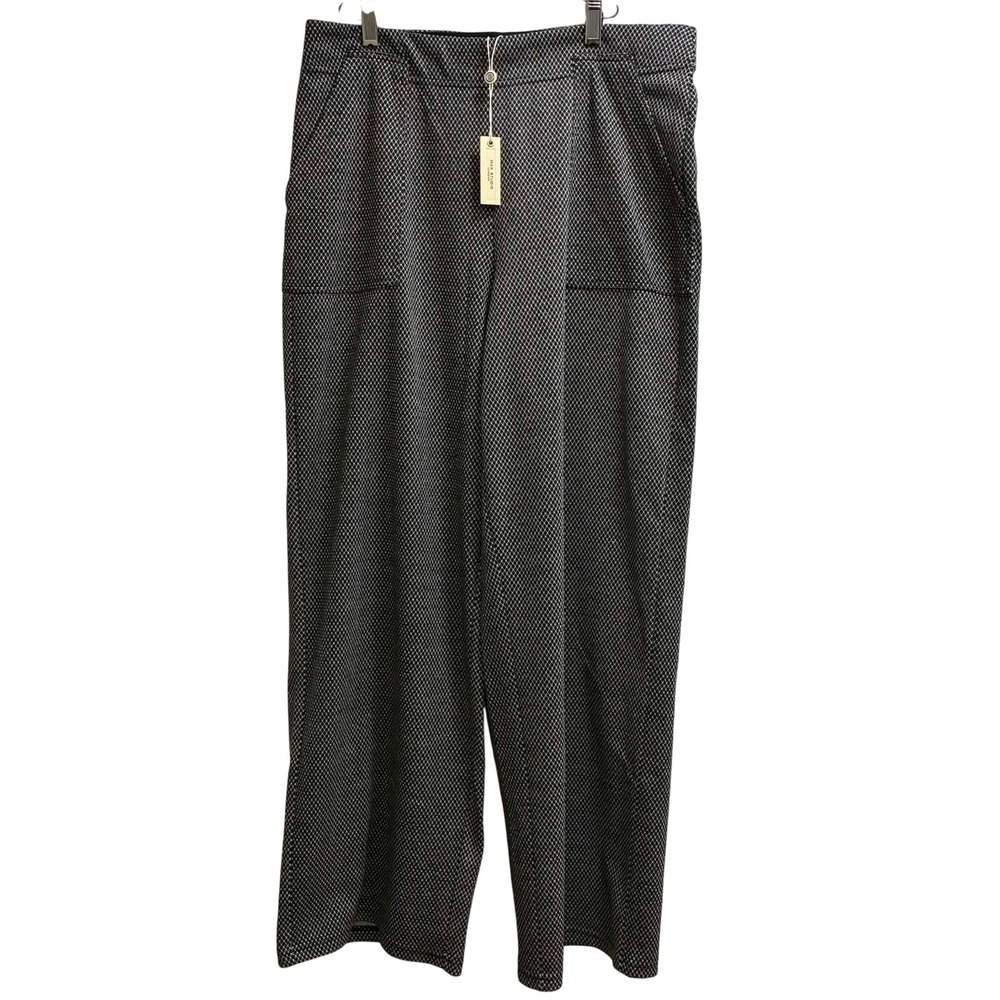 Max Studio London Pants Womens XL Black White Houndstooth Wide Leg NWT 3708Q08